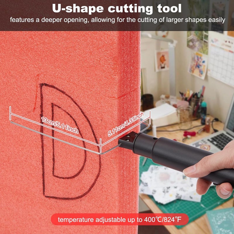 Image Hot Wire Foam Cutter - 4 in 1 Electric Cutting Machine Pen Tools Kit, 100-240V / 28W Styrofoam Cutting Pen with Versatile Tips and Carrying Case, Heated Foam Carving Knife Kit - Image 4